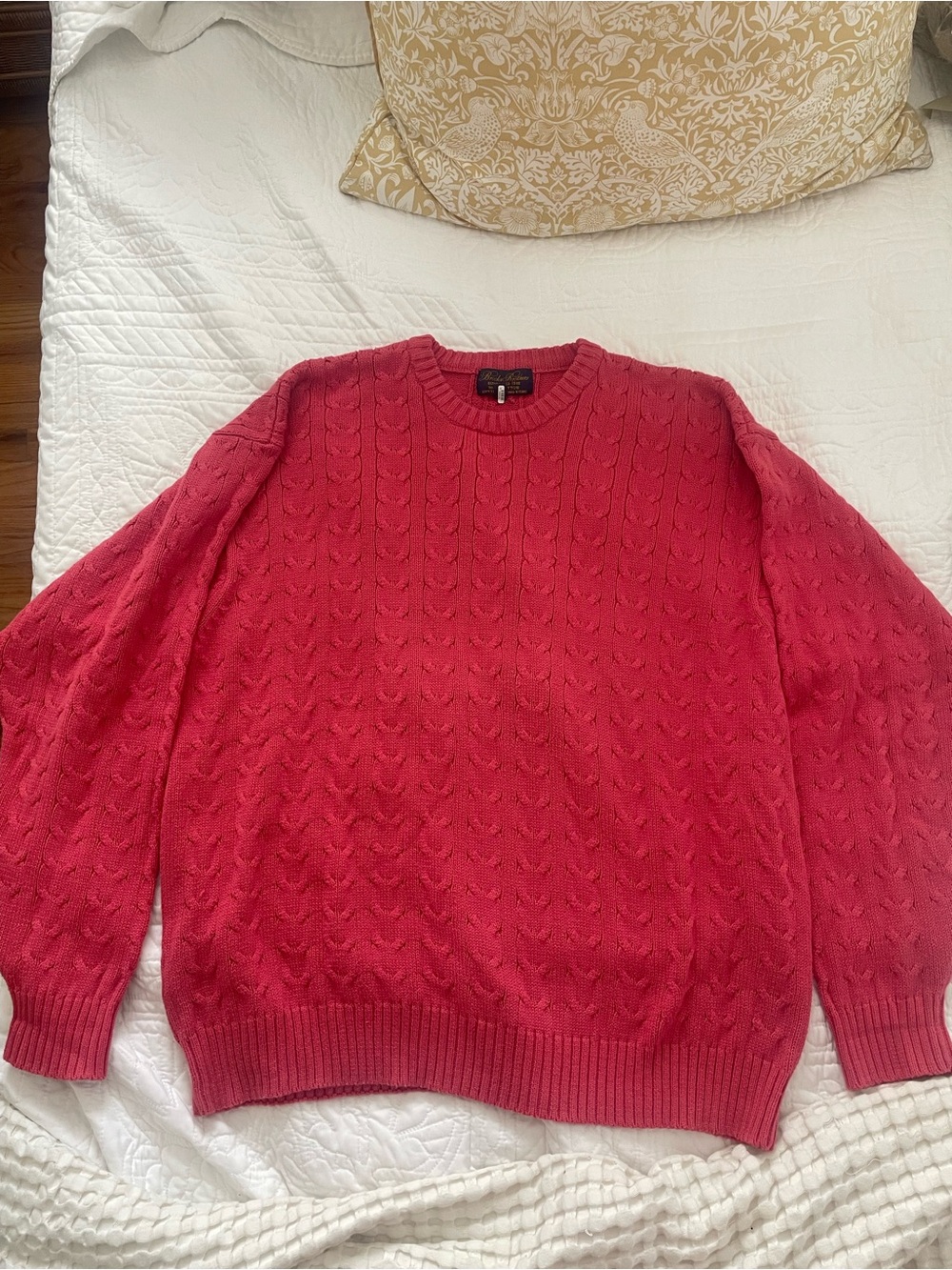 Brooks Brothers 100% Cotton Red Cable Knit Sweater